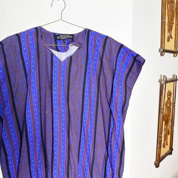 J. Peterman Vintage Cotton Multicolored Caftan Kaftan House Dress MuuMuu sz M - Picture 2 of 9